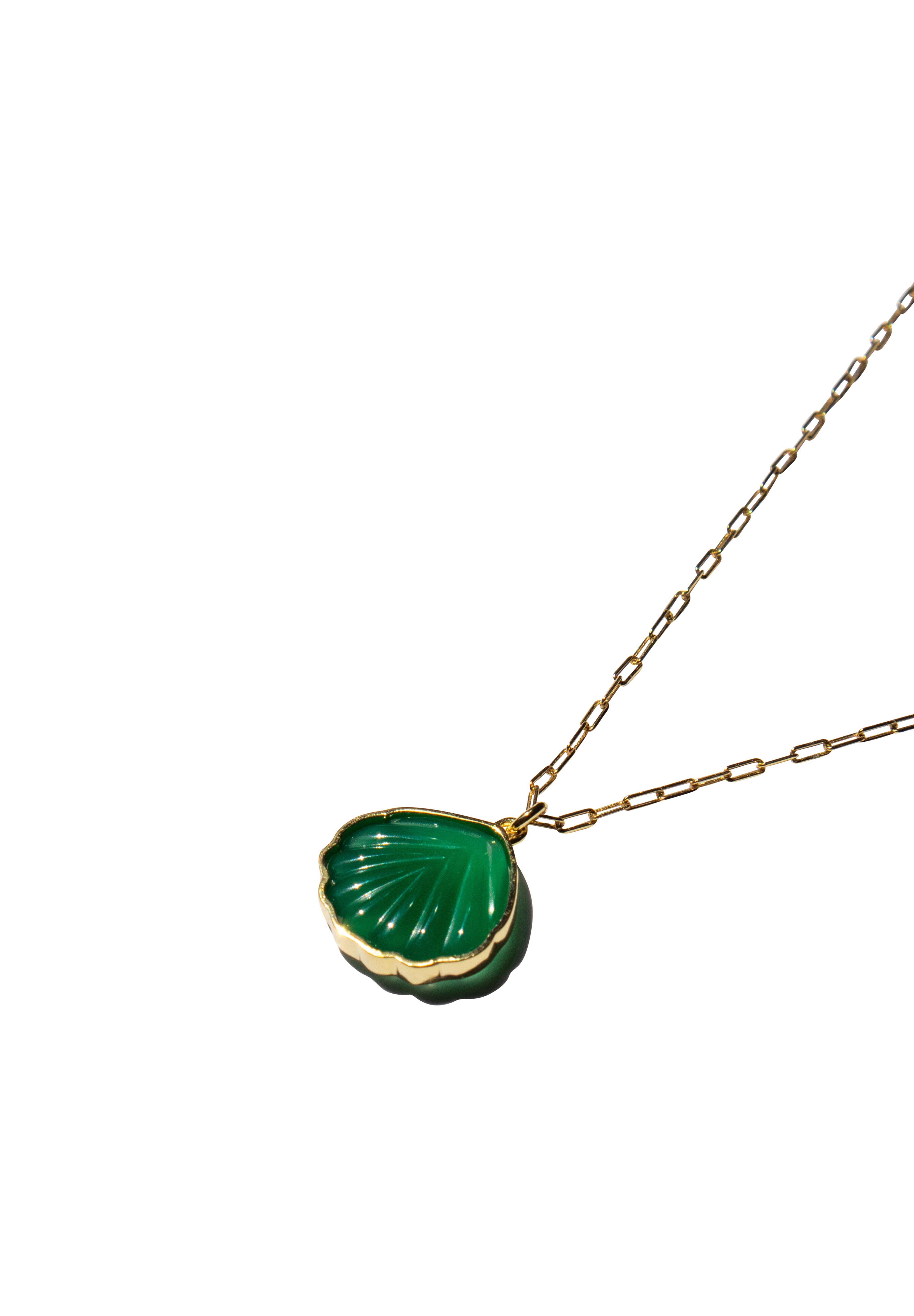 Shell — Green Jade Stone Pendant Necklace
