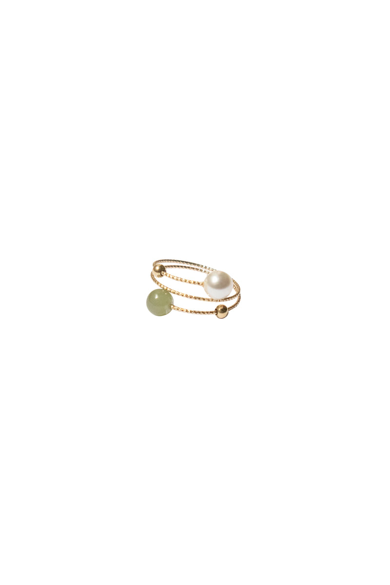 Alyssa — Jade & pearl ring