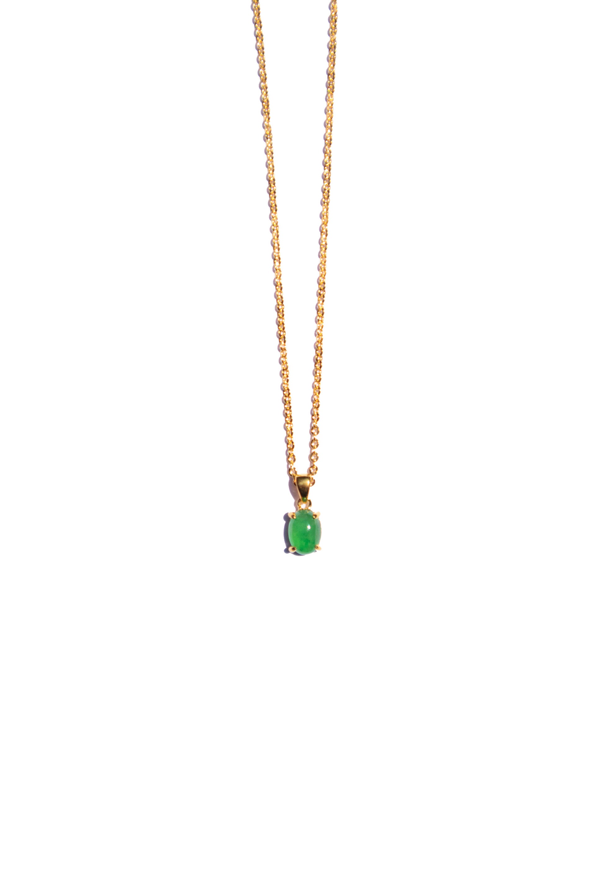 Tiffany & Co 18K Elsa Peretti Green Nephrite Jade Open Heart Necklace, 17 Inches