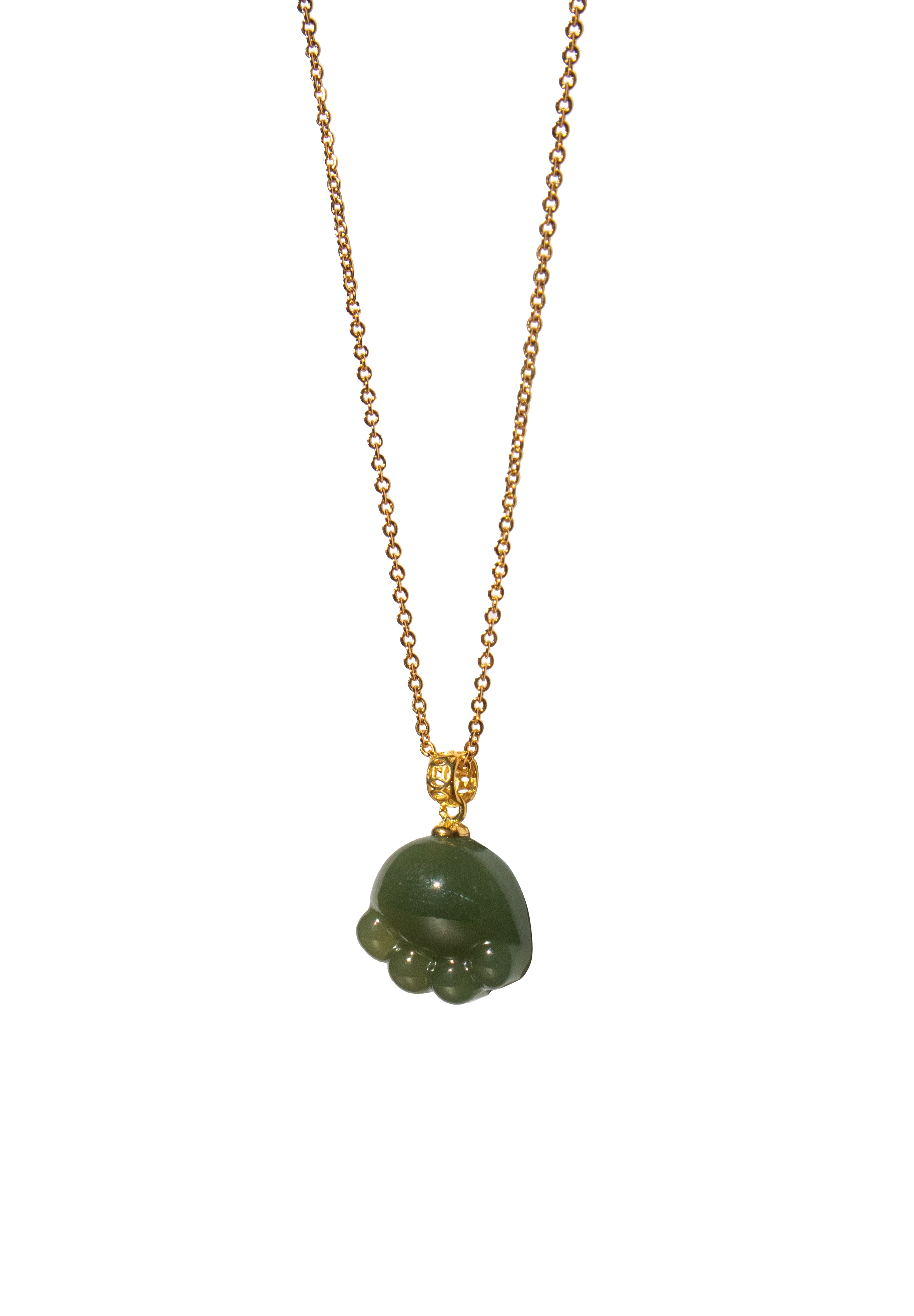 seree - Cat Paw II — Green Jade Pendant Necklace