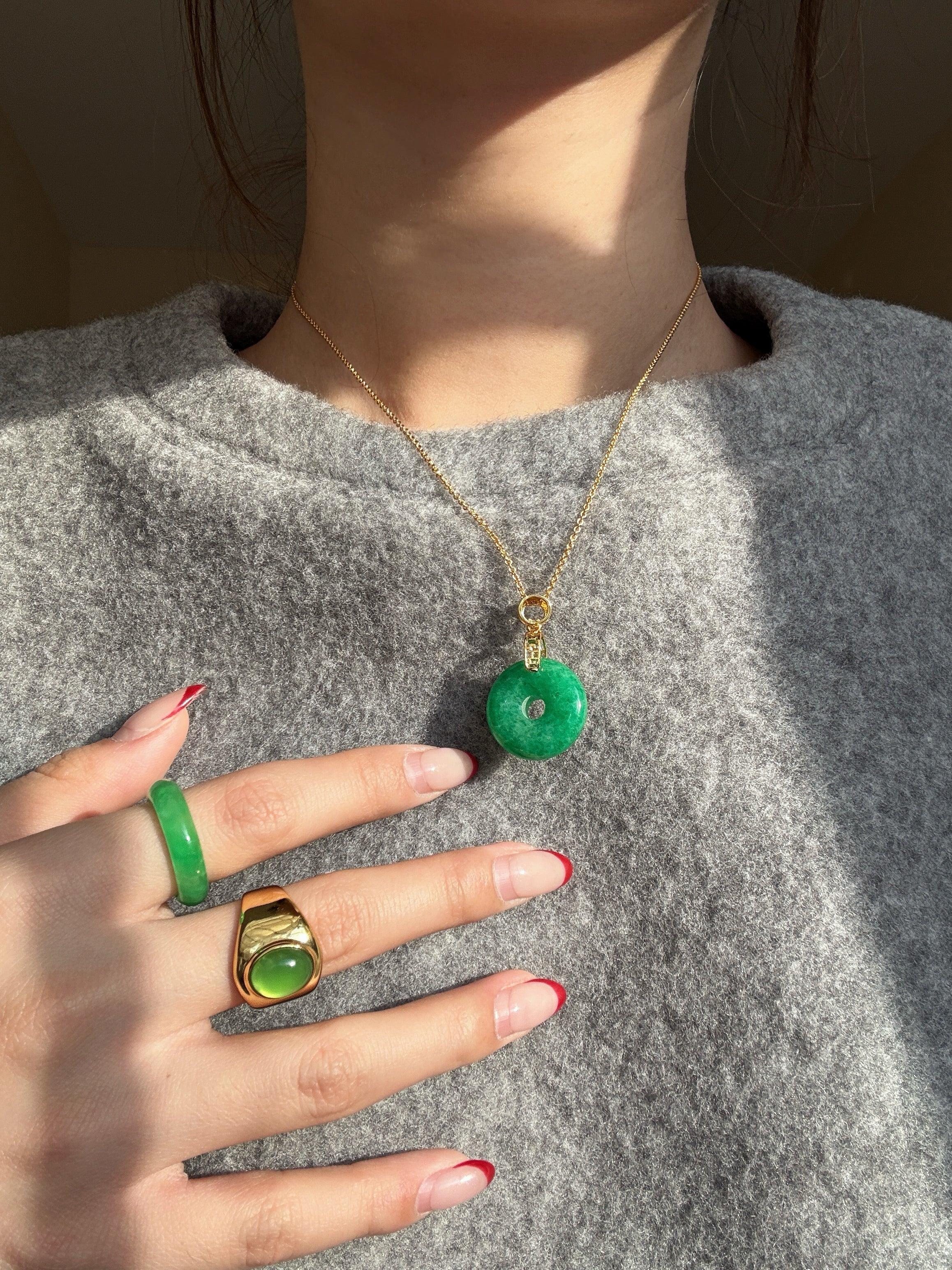 seree - Donut — Green Jade Pendant Necklace