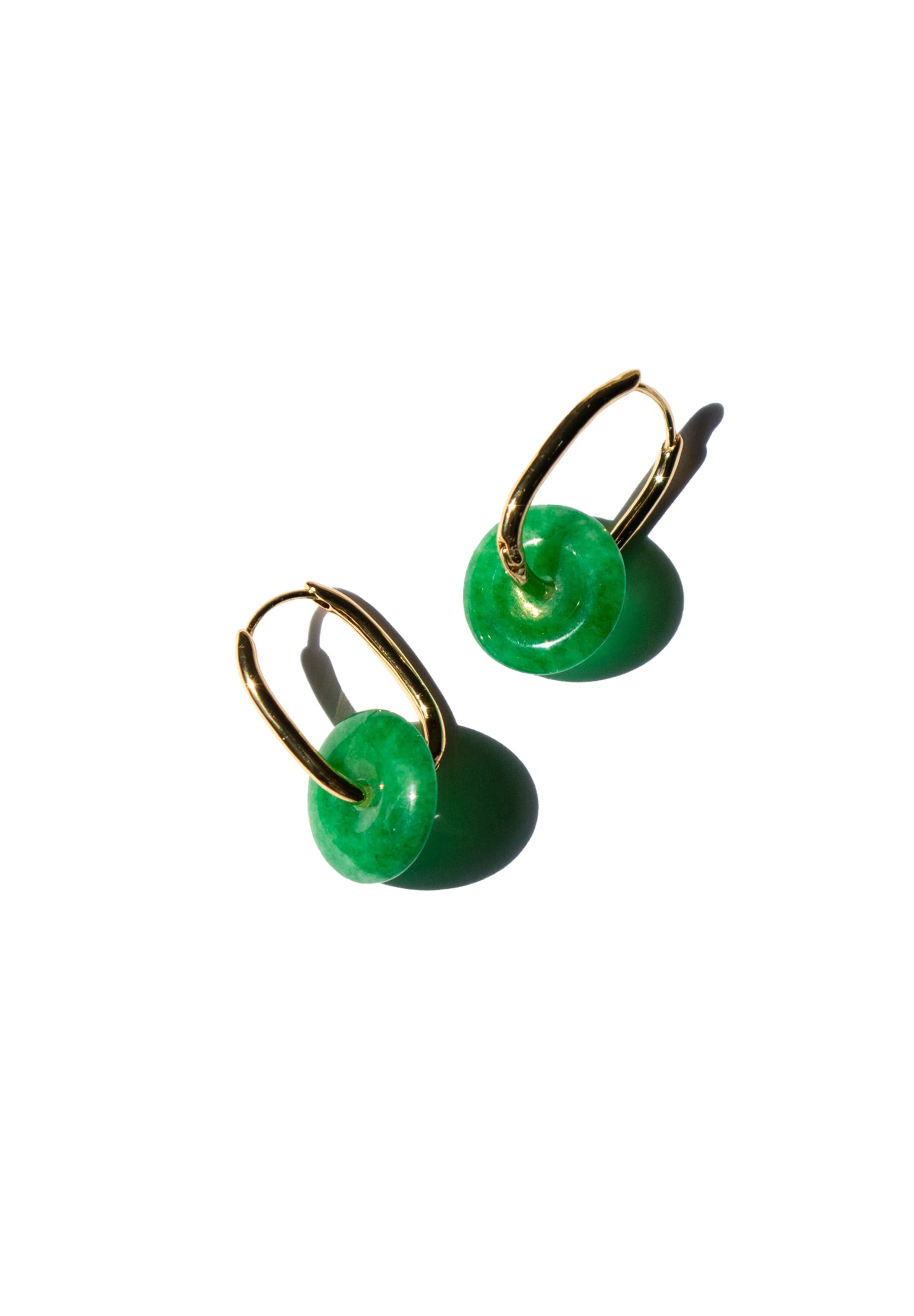 seree - Willow — Green Jade Stone Hoop Earrings