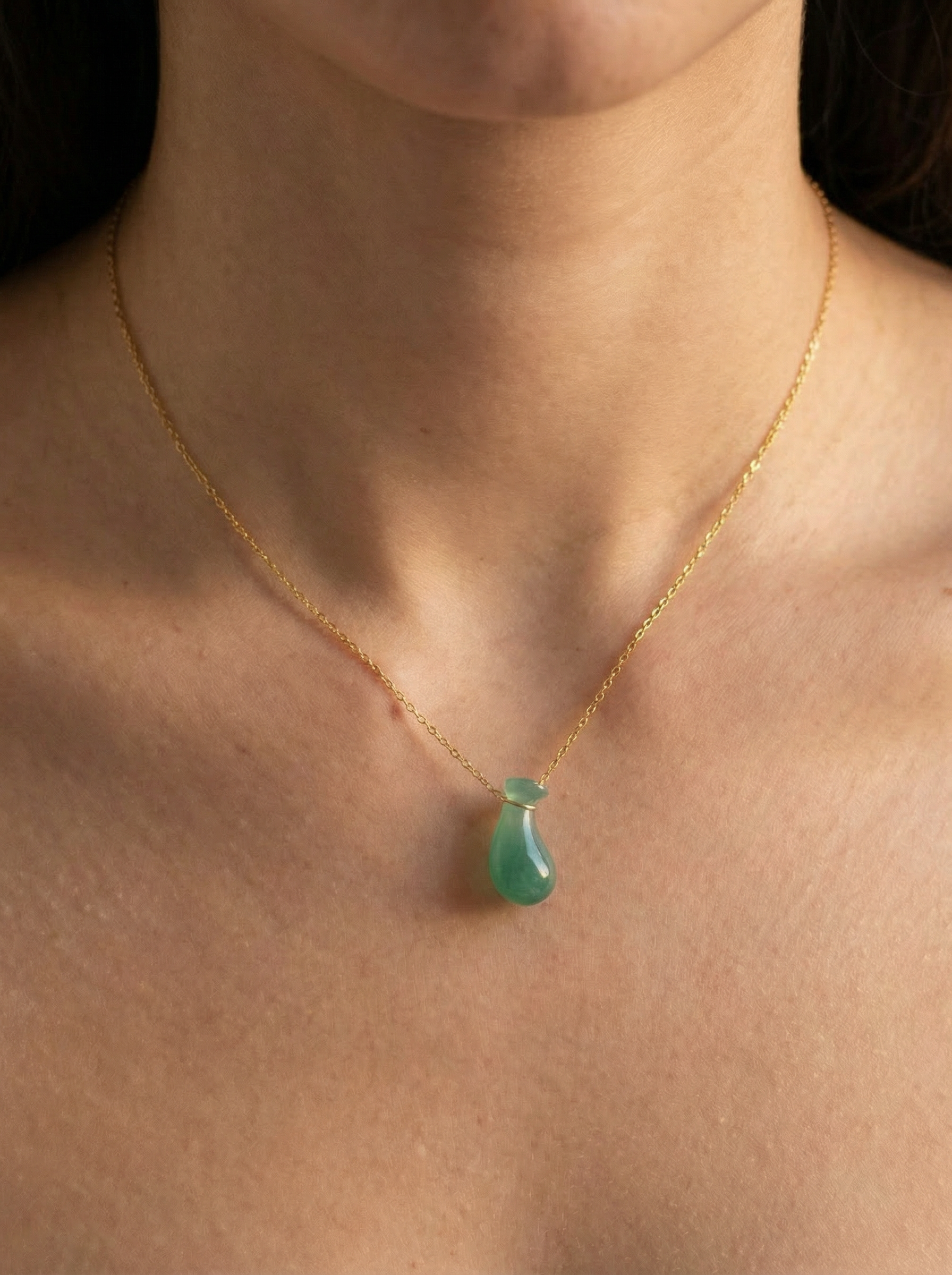 seree - Fudai — Green Jade Stone Pendant Necklace