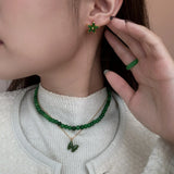 seree - Lime — Green Jade Beaded Necklace