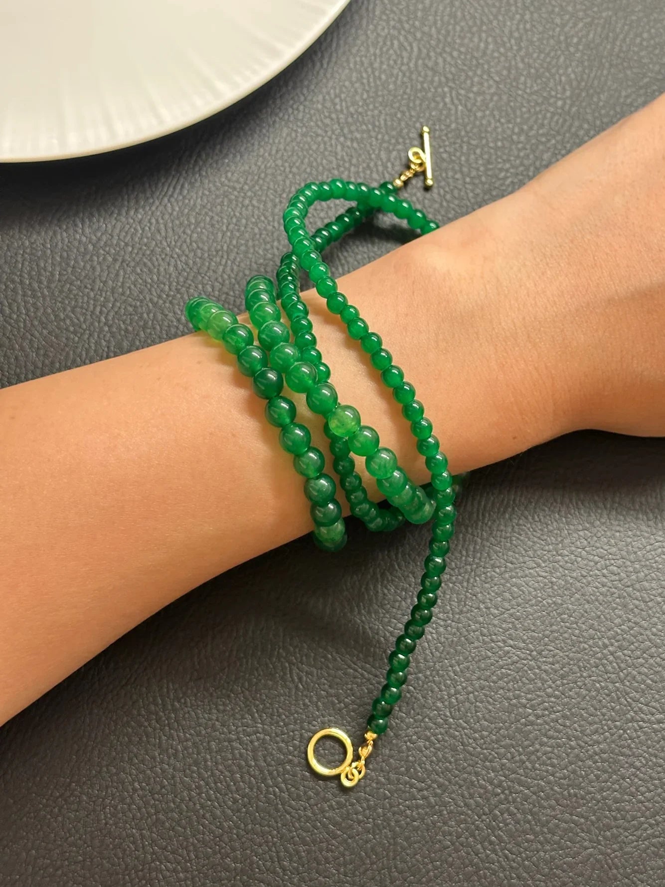 seree - Lime — Green Jade Beaded Necklace