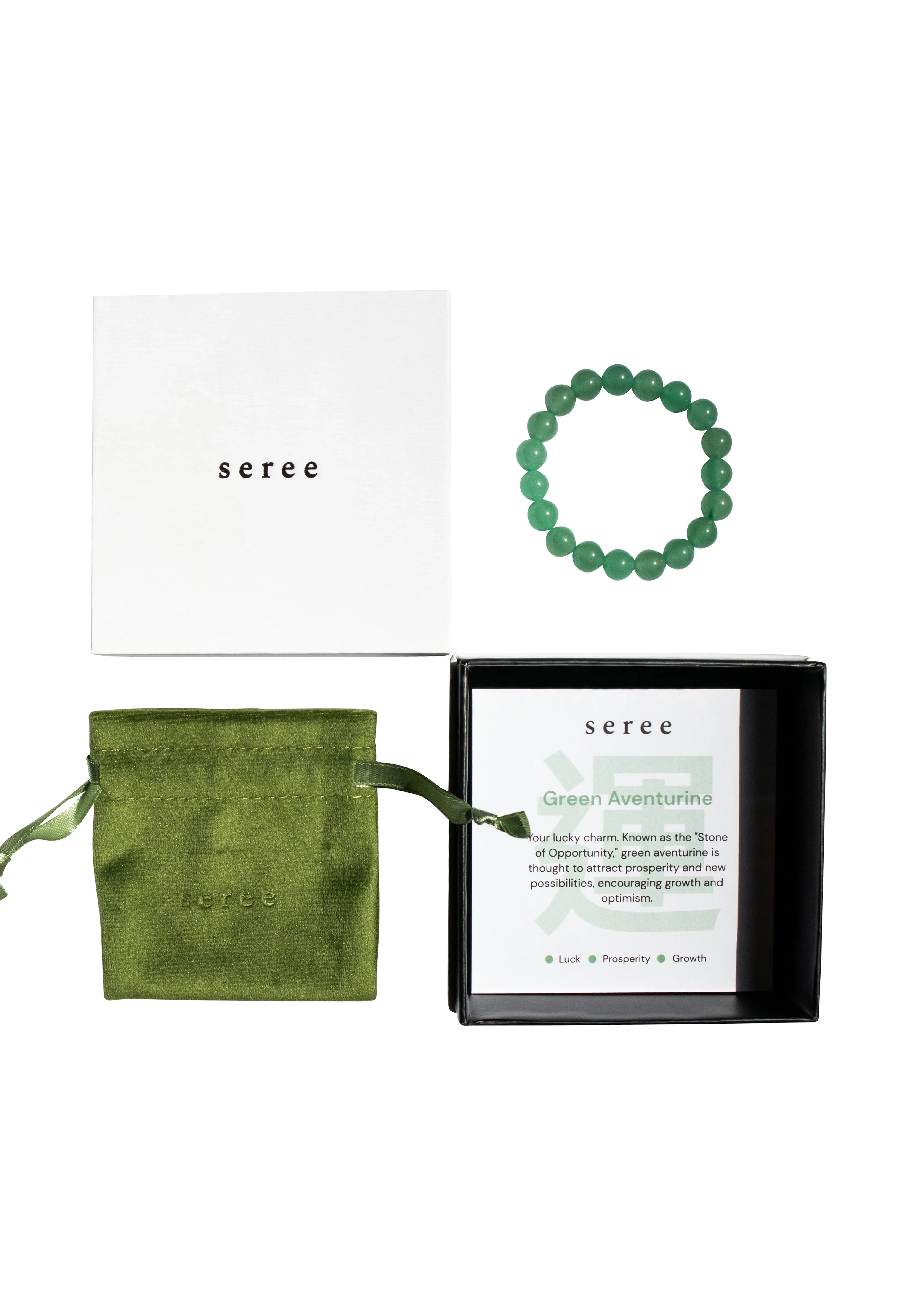 seree - Manifest Collection | Luck — Green Crystal Beaded Bracelet