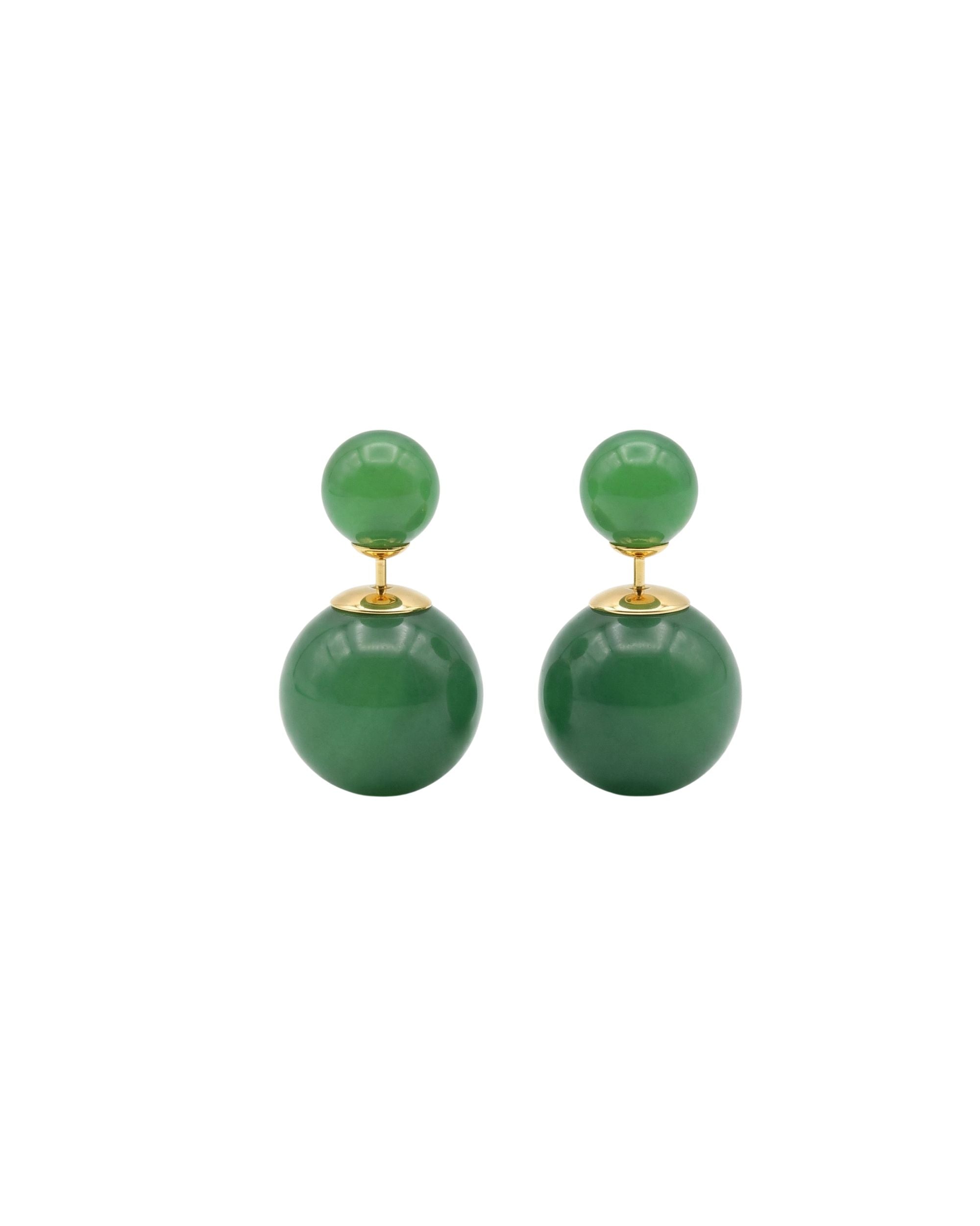 seree - Orbit Duo — Double Ended Jade Stone Stud Earrings