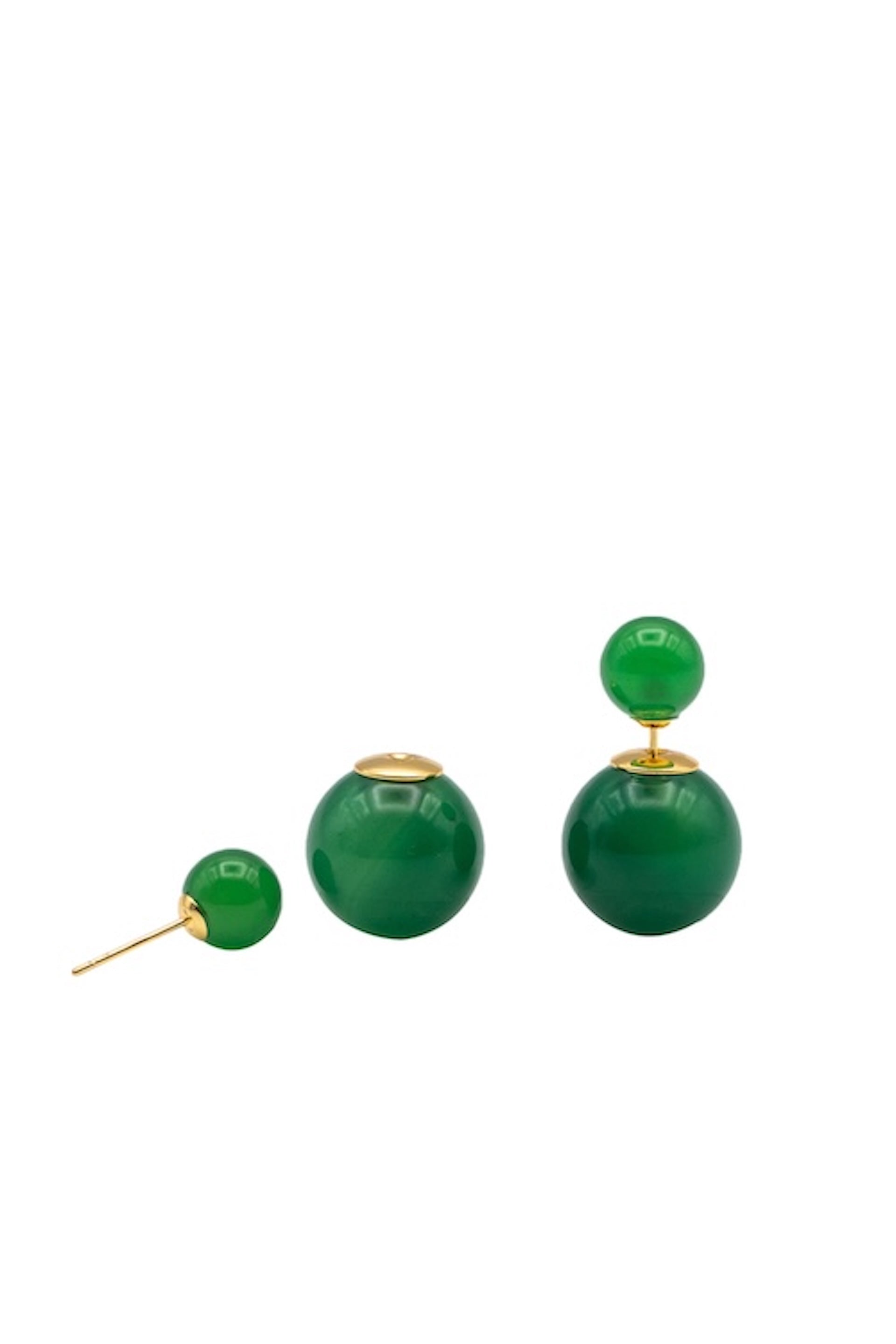seree - Orbit Duo — Double Ended Jade Stone Stud Earrings