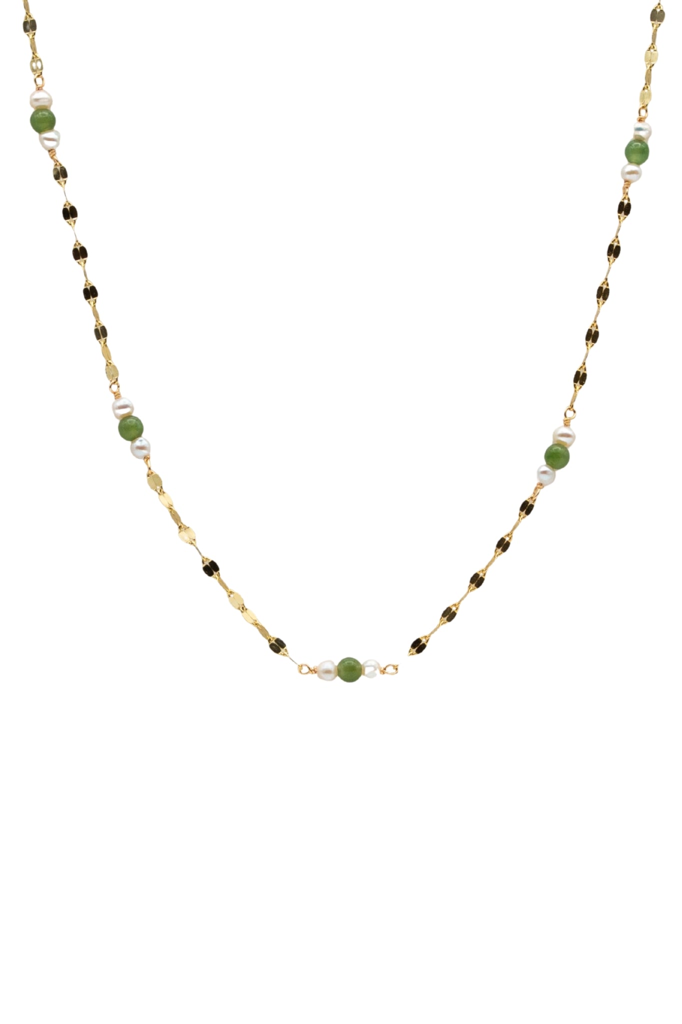 Elena — Jade and Freshwater Pearl Beaded Necklace