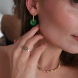 Willow — Green Jade Stone Hoop Earrings