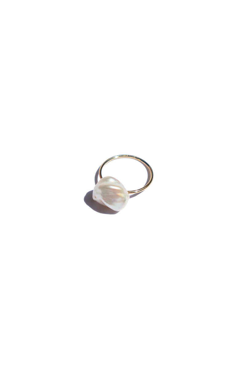 Imogen — Pearl skinny gold ring