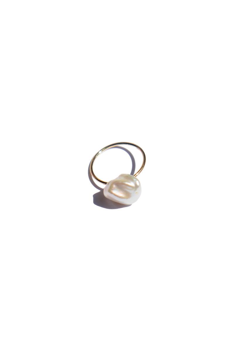 Imogen — Pearl skinny gold ring