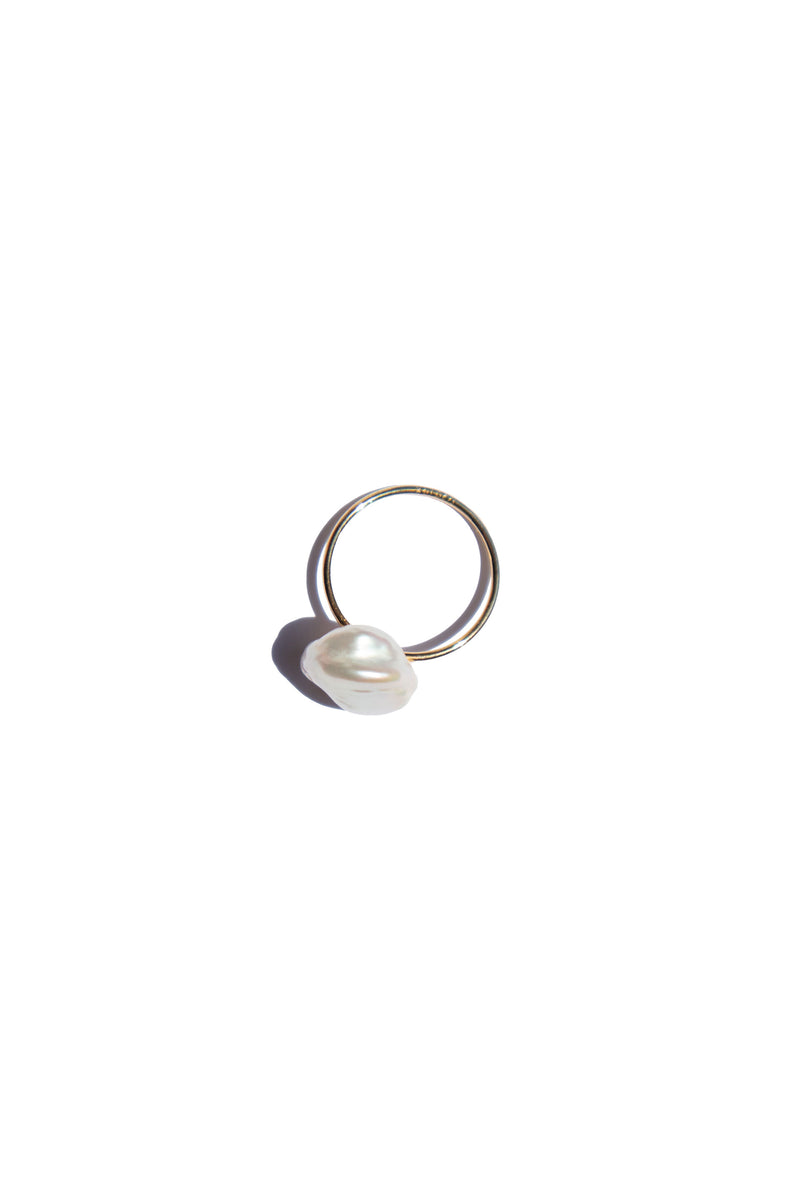 Imogen — Pearl skinny gold ring