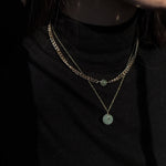 seree - Coin — Green Jade Hollow Necklace
