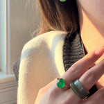 seree - Natalie — Green Jade Hoop Earrings