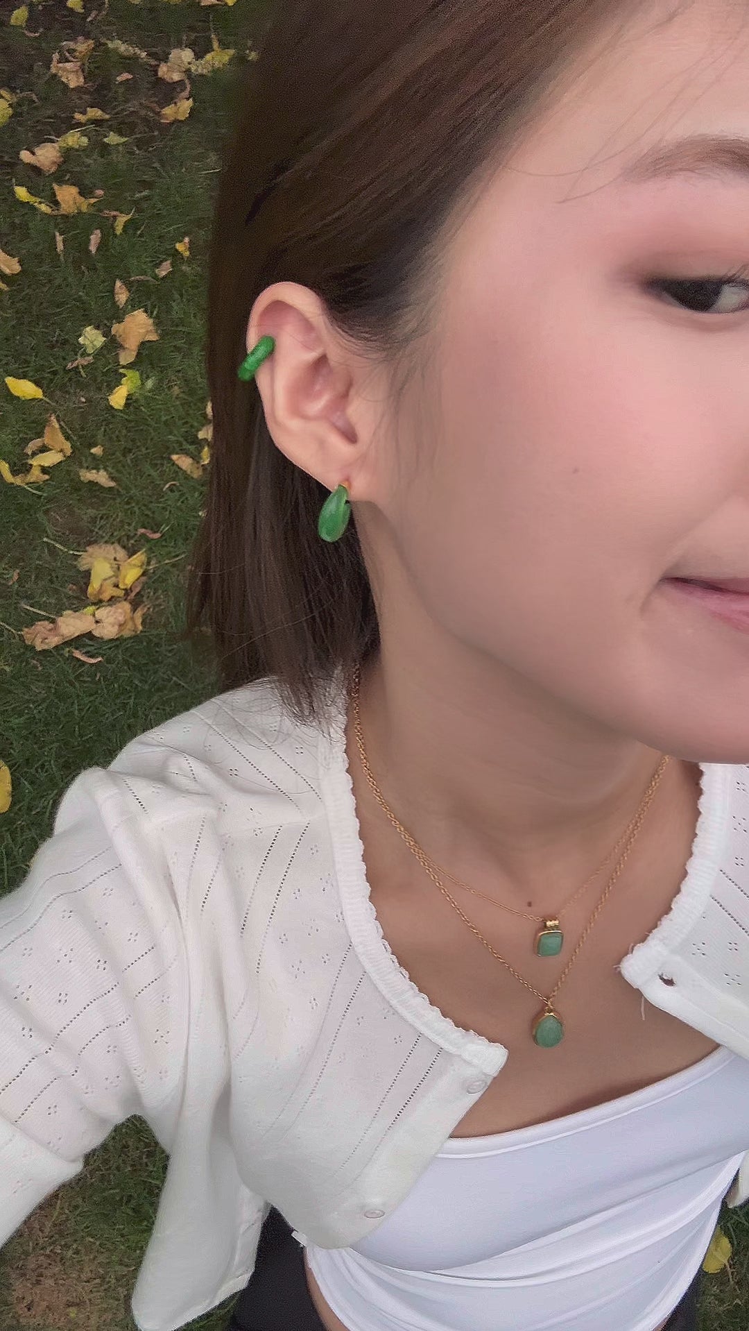 seree - Half Moon — Green Chalcedony Earrings