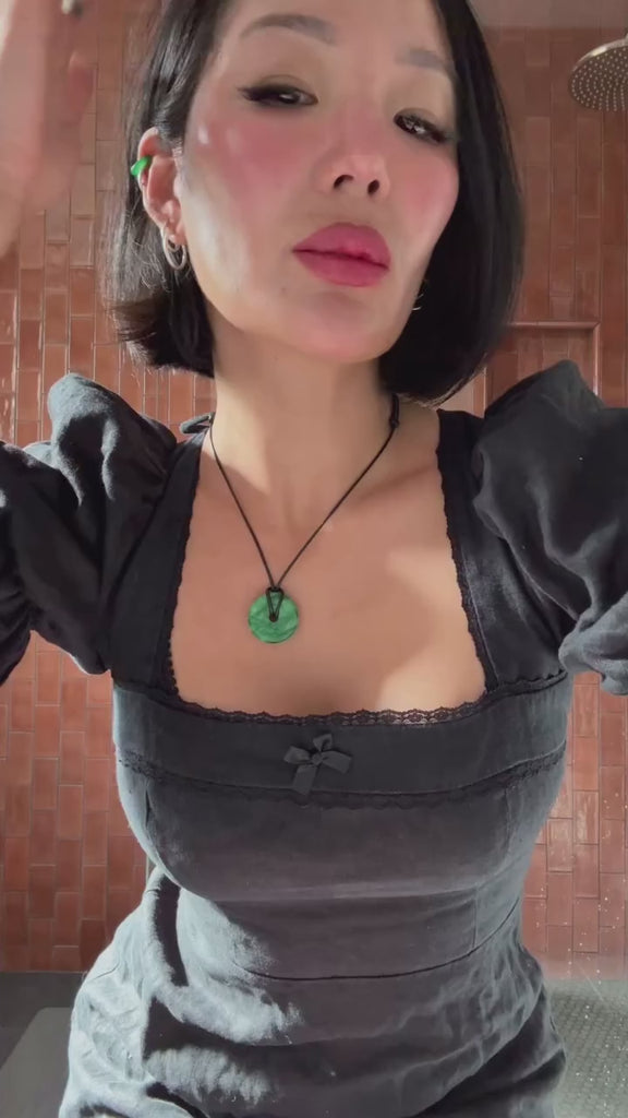 seree - Medallion — Green Jade Cord Necklace