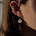 seree - Coin — Green Jade Hollow Earrings