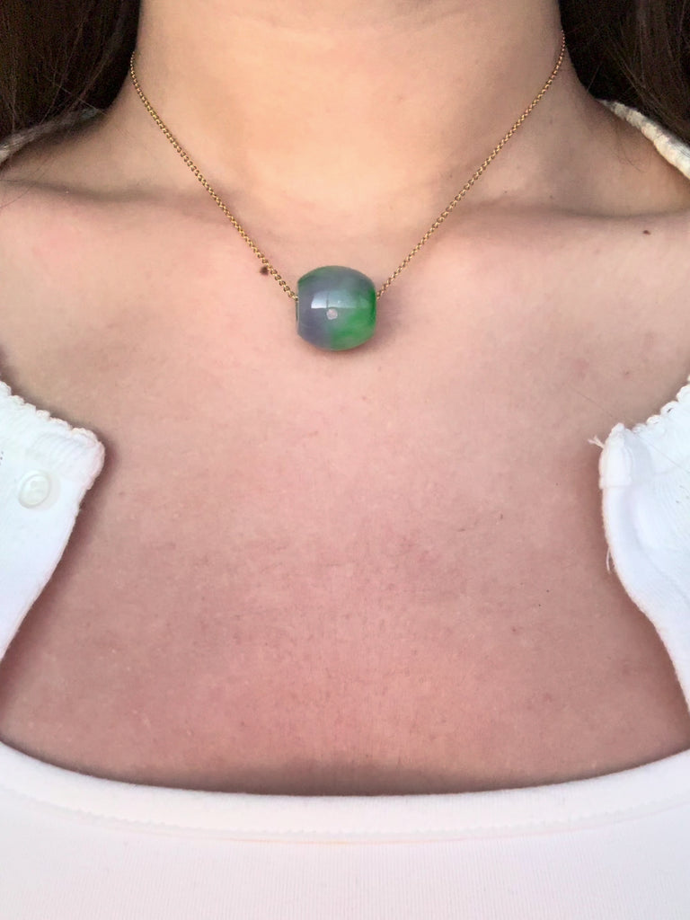 Lavender Field — Green Purple Jade Pendant Necklace