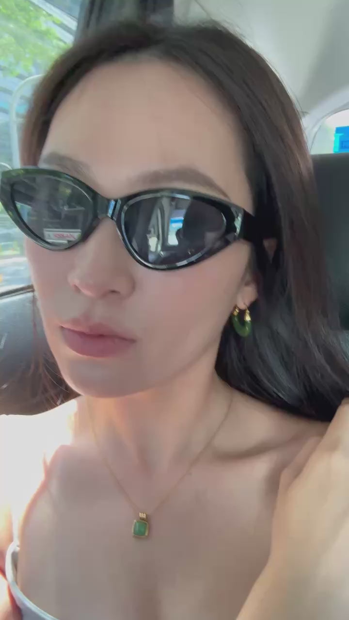 seree - Natalie — Green Jade Hoop Earrings