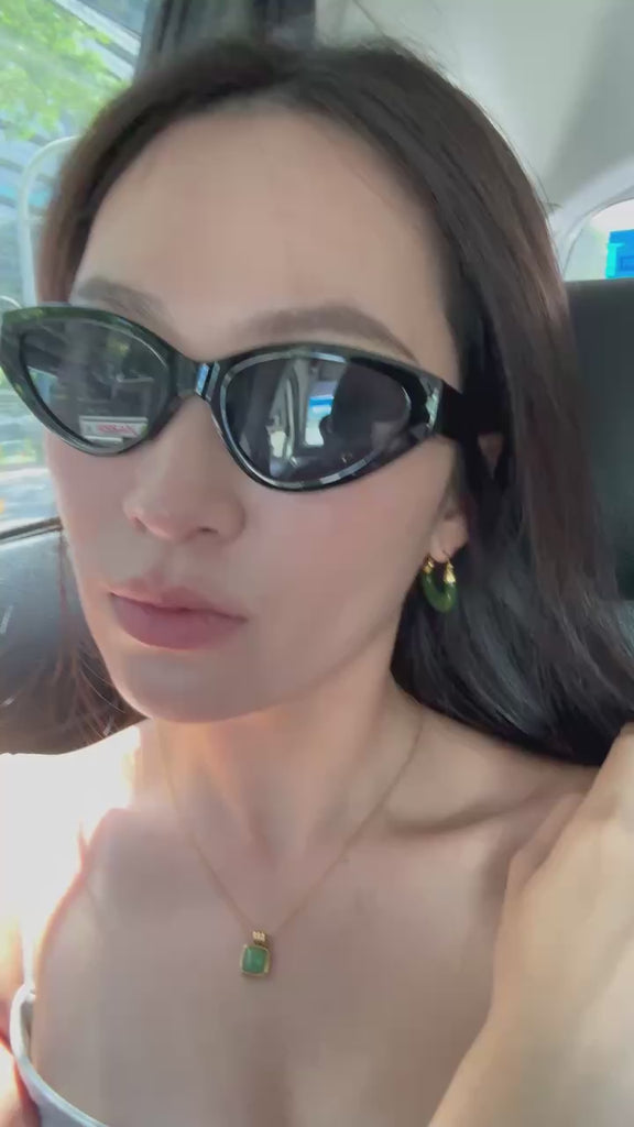 seree - Natalie — Green Jade Hoop Earrings