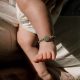 Baby Collection | Year of the Horse — Jade Medallion Blue Woven Baby Bracelet/Anklet