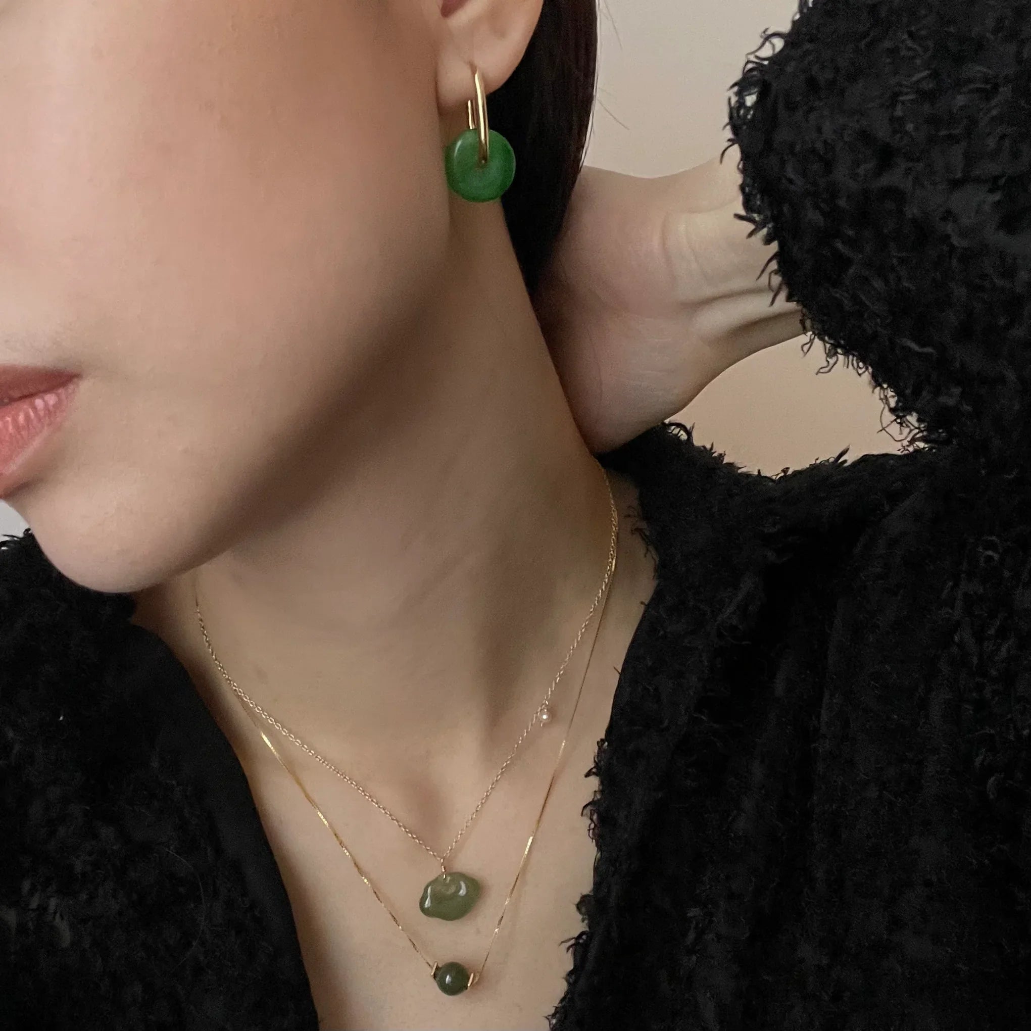 seree - Cloud — Green Jade Pendant Necklace