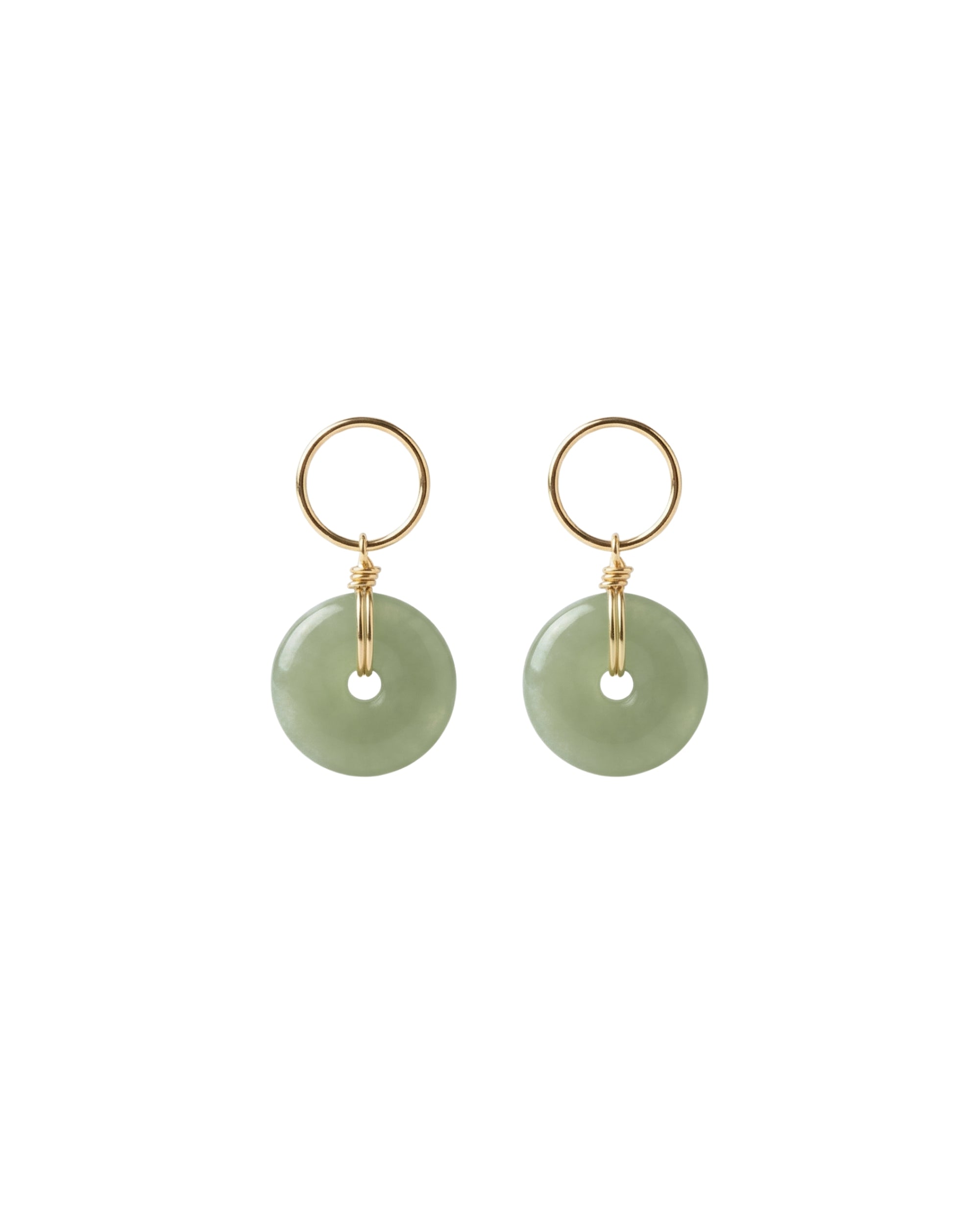 seree - Coin — Green Jade Hollow Earrings