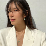 seree - Coin — Green Jade Hollow Earrings