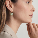 seree - Coin — Green Jade Hollow Earrings
