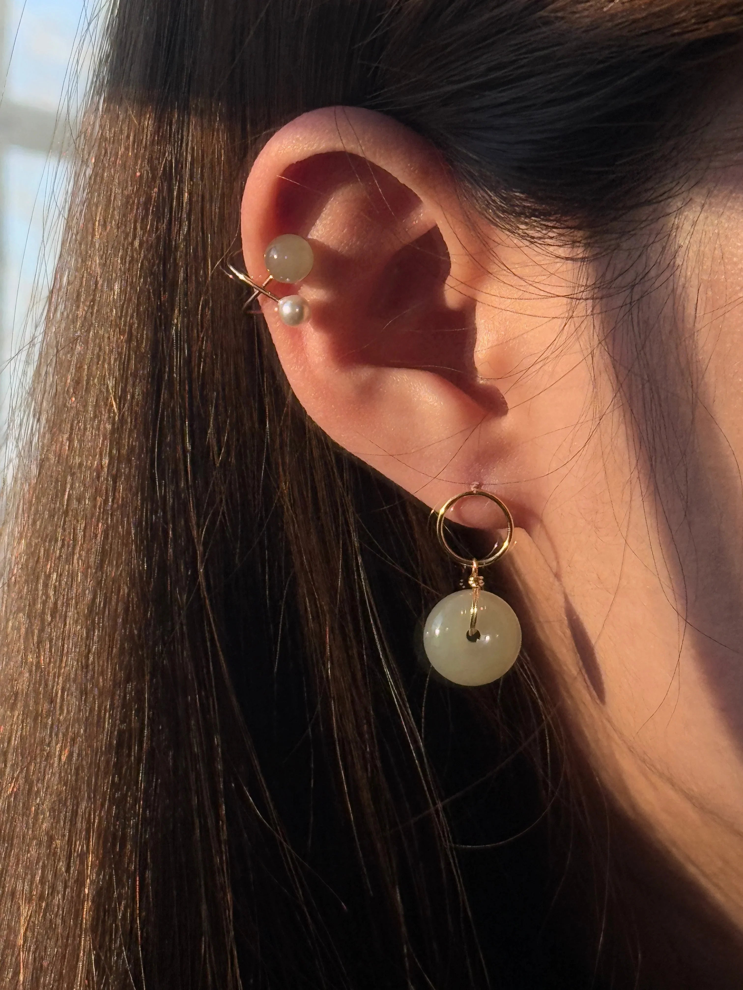 seree - Colette — Jade and Pearl Ear Cuffs