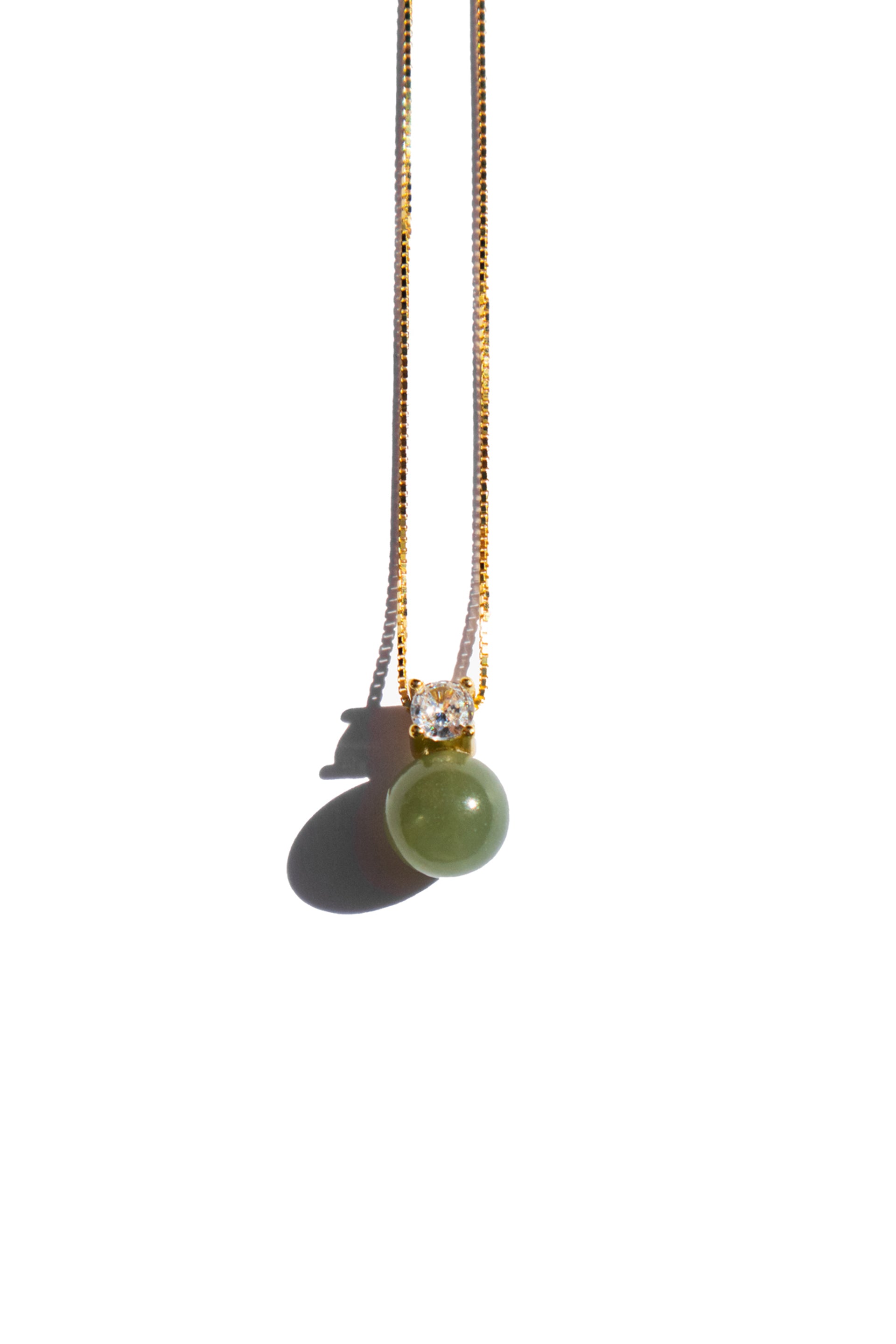 seree - Esther — Green Jade and Zircon Necklace