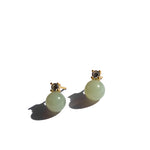 seree - Esther — Green Jade and Zircon Stud Earrings