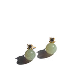 seree - Esther — Green Jade and Zircon Stud Earrings