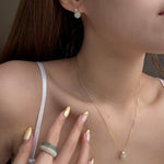 seree - Esther — Green Jade and Zircon Stud Earrings