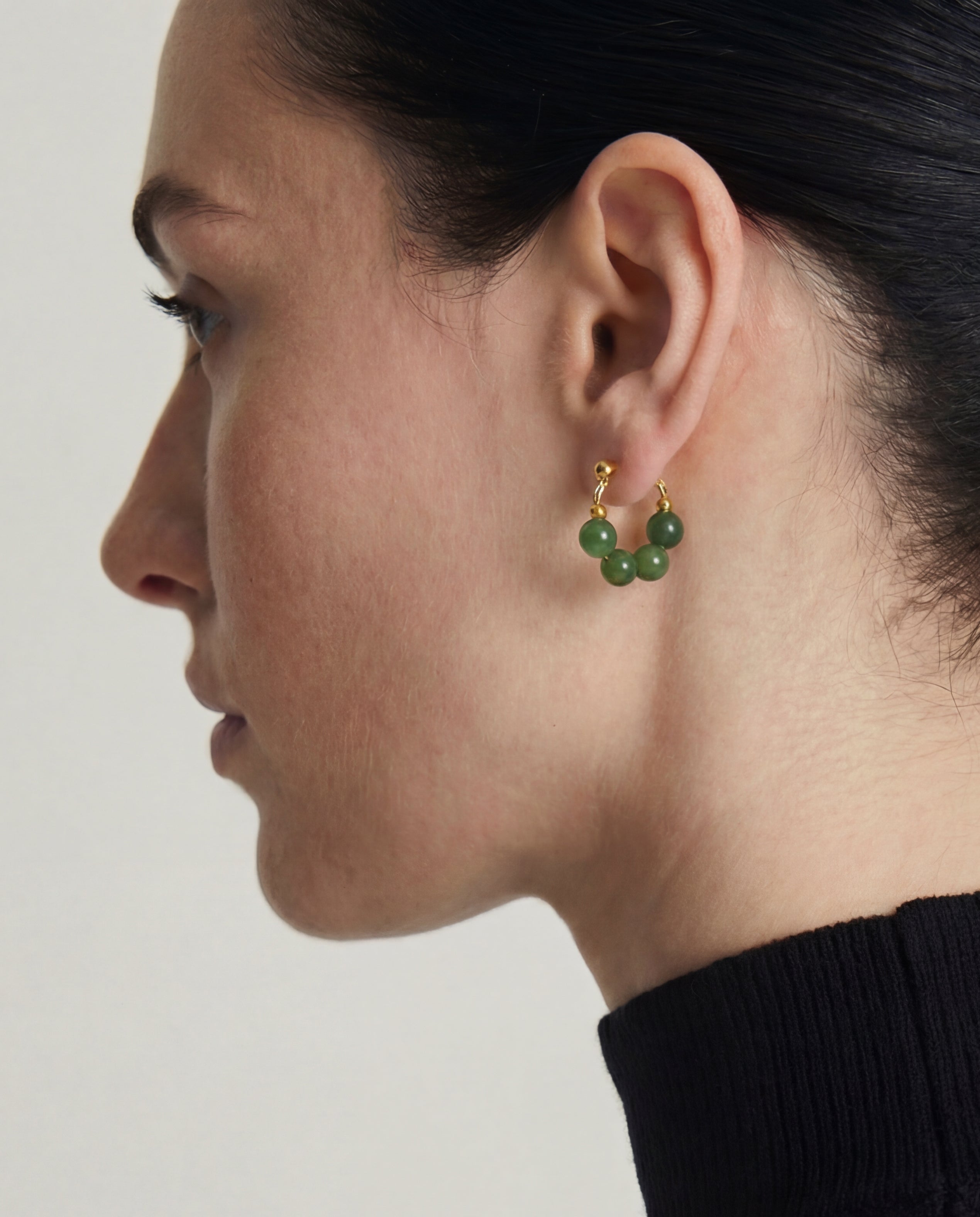 seree - Fay — Beaded Jade Hoop Earrings