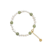 seree - Isabelle — Pearl and Green Jade Bracelet
