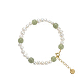 seree - Isabelle — Pearl and Green Jade Bracelet