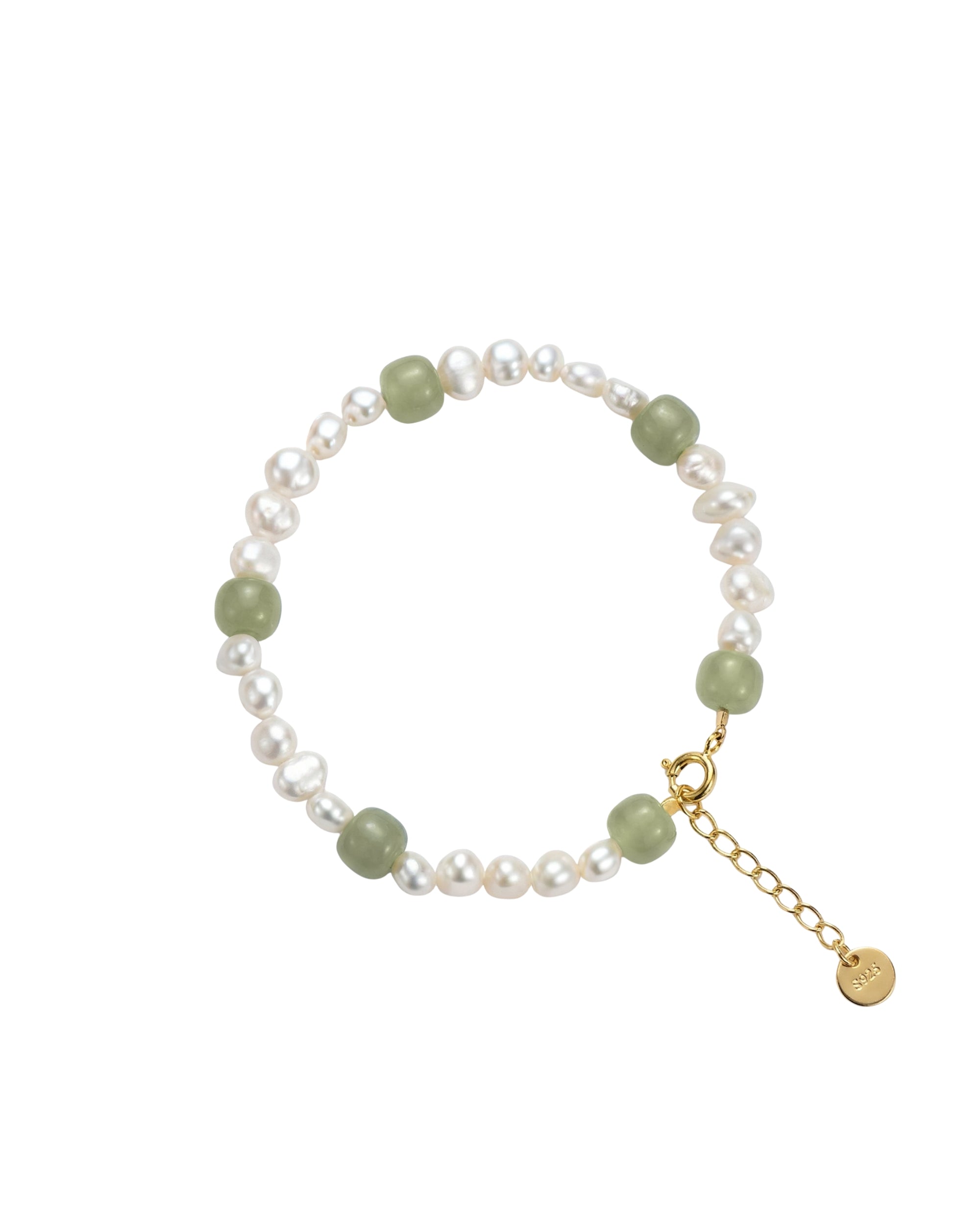 seree - Isabelle — Pearl and Green Jade Bracelet