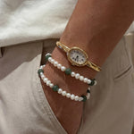 seree - Isabelle — Pearl and Green Jade Bracelet