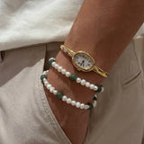seree - Isabelle — Pearl and Green Jade Bracelet