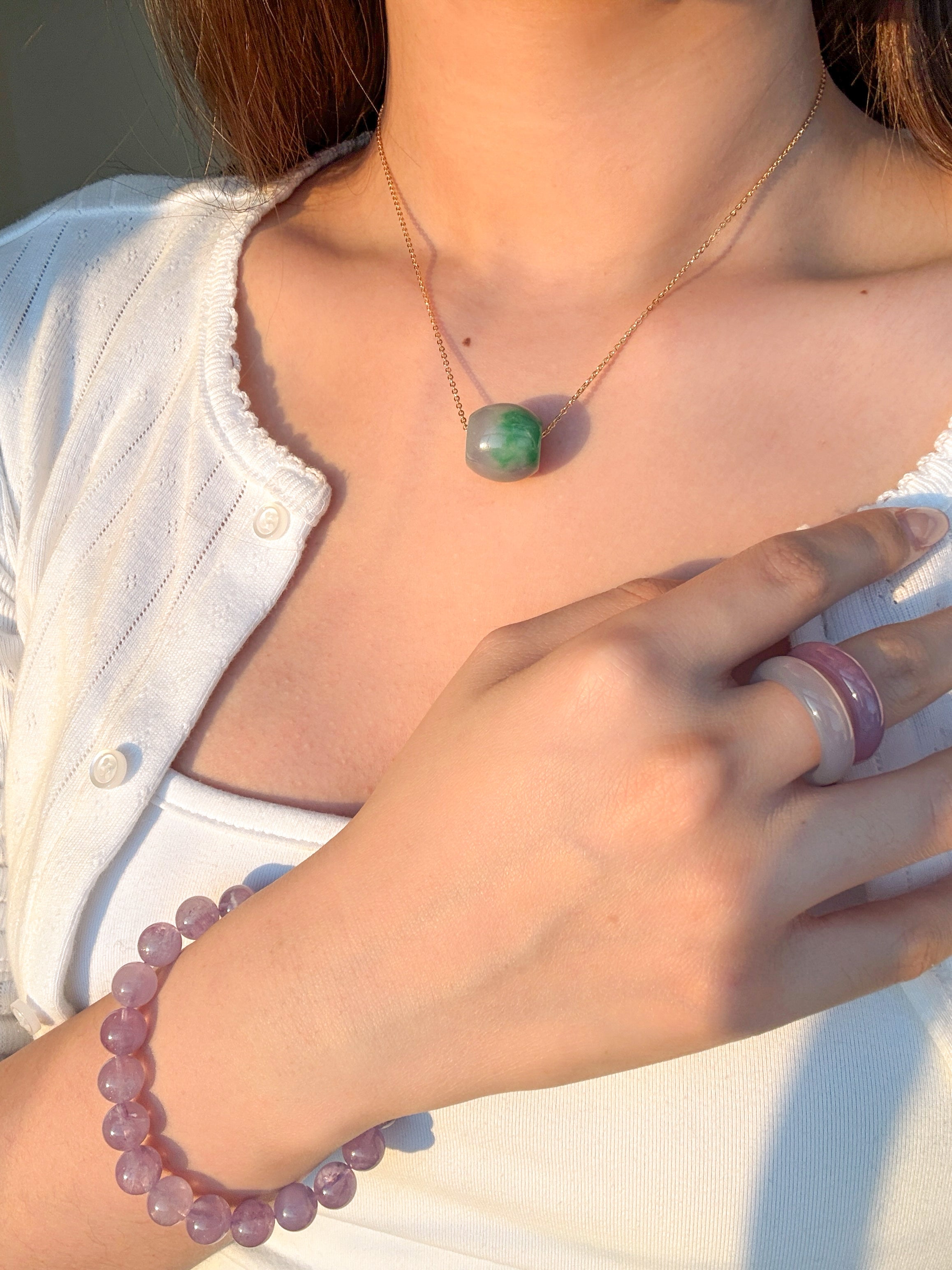 seree - Lavender Field — Green Purple Jade Pendant Necklace