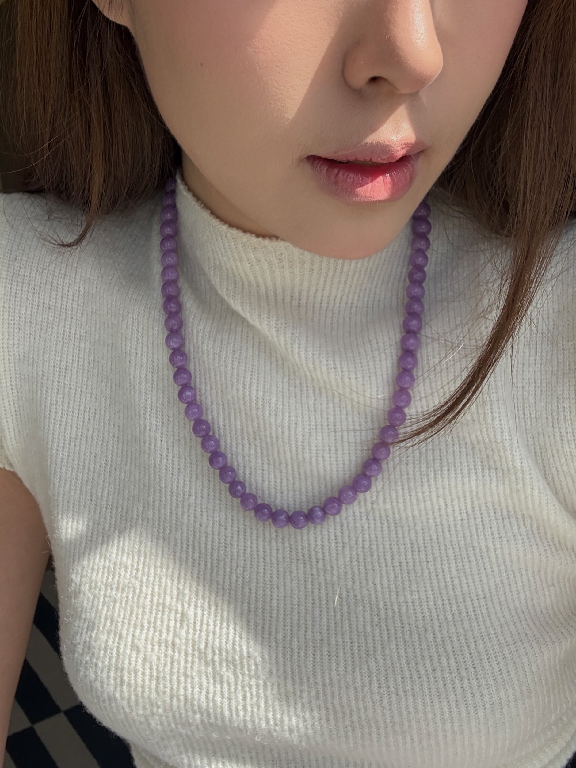 Lilac — Purple jade beaded necklace - seree