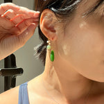 Madeleine — Jade and freshwater pearl drop earrings - seree