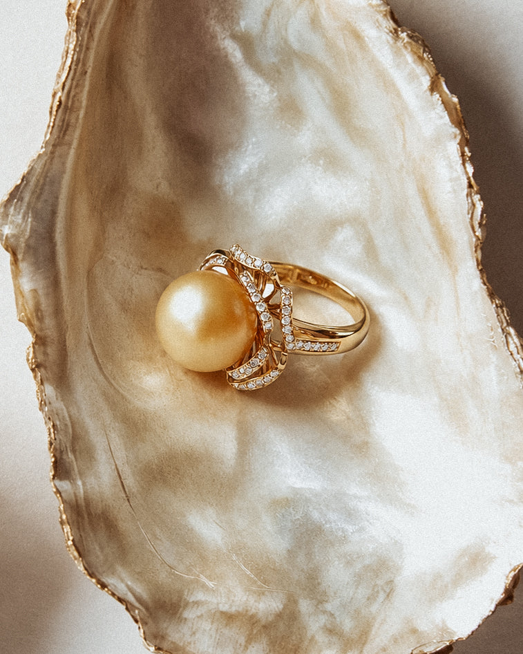seree Marigold Golden South Sea Pearl Ring 10