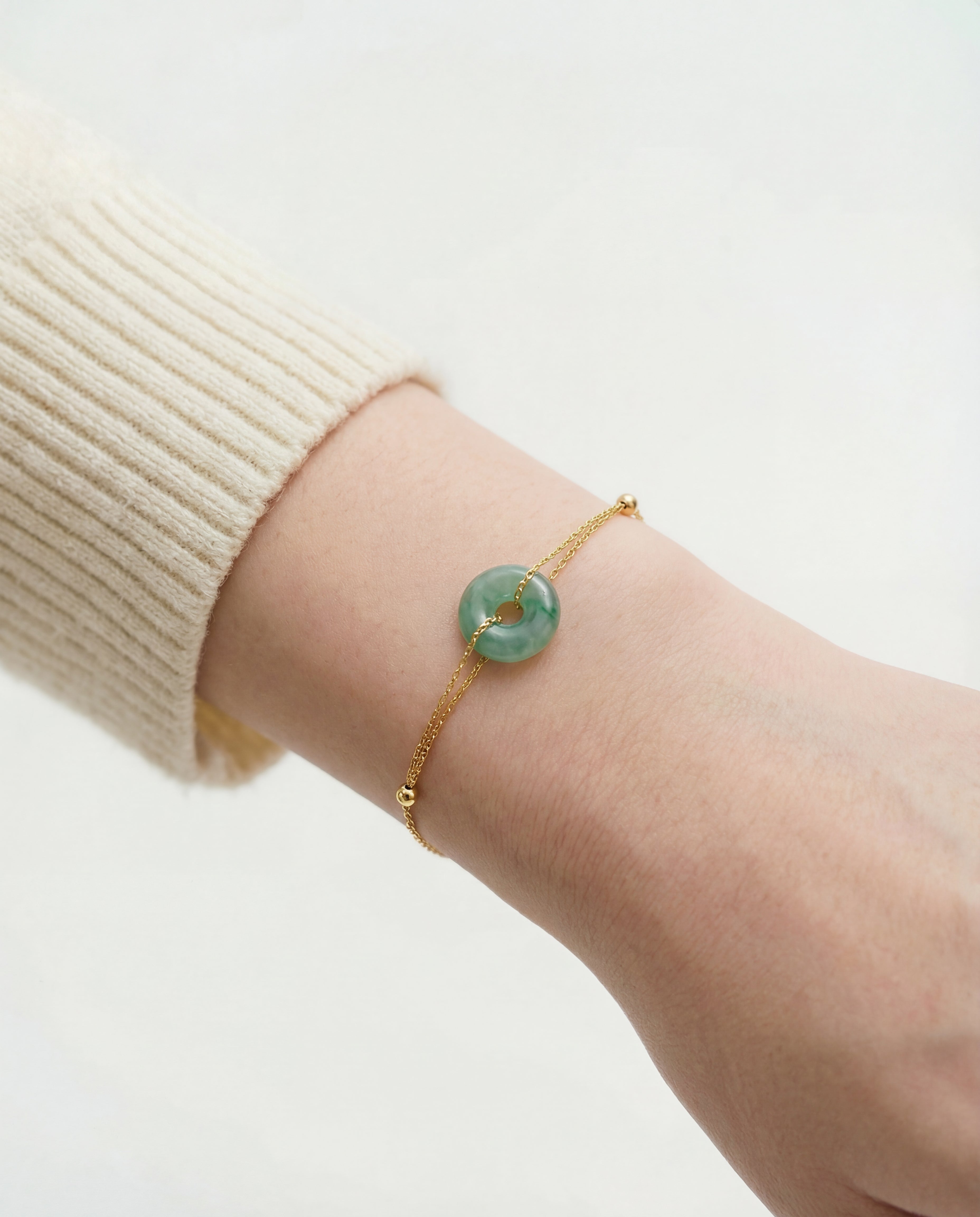 seree - Marlo — Green Jade Gold Bracelet