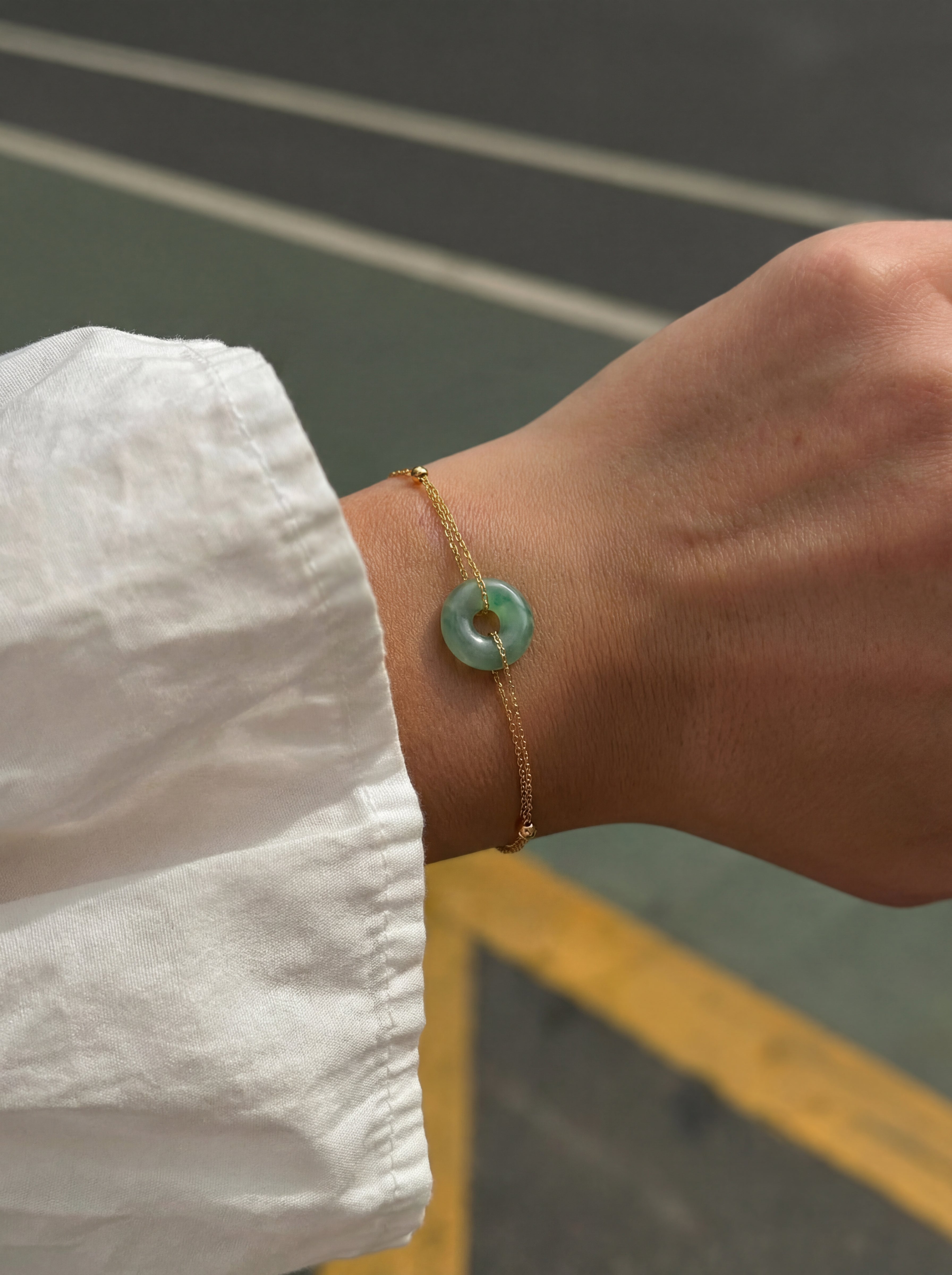 seree - Marlo — Green Jade Gold Bracelet