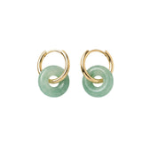 seree - Marlo — Green jade stone hoop earrings