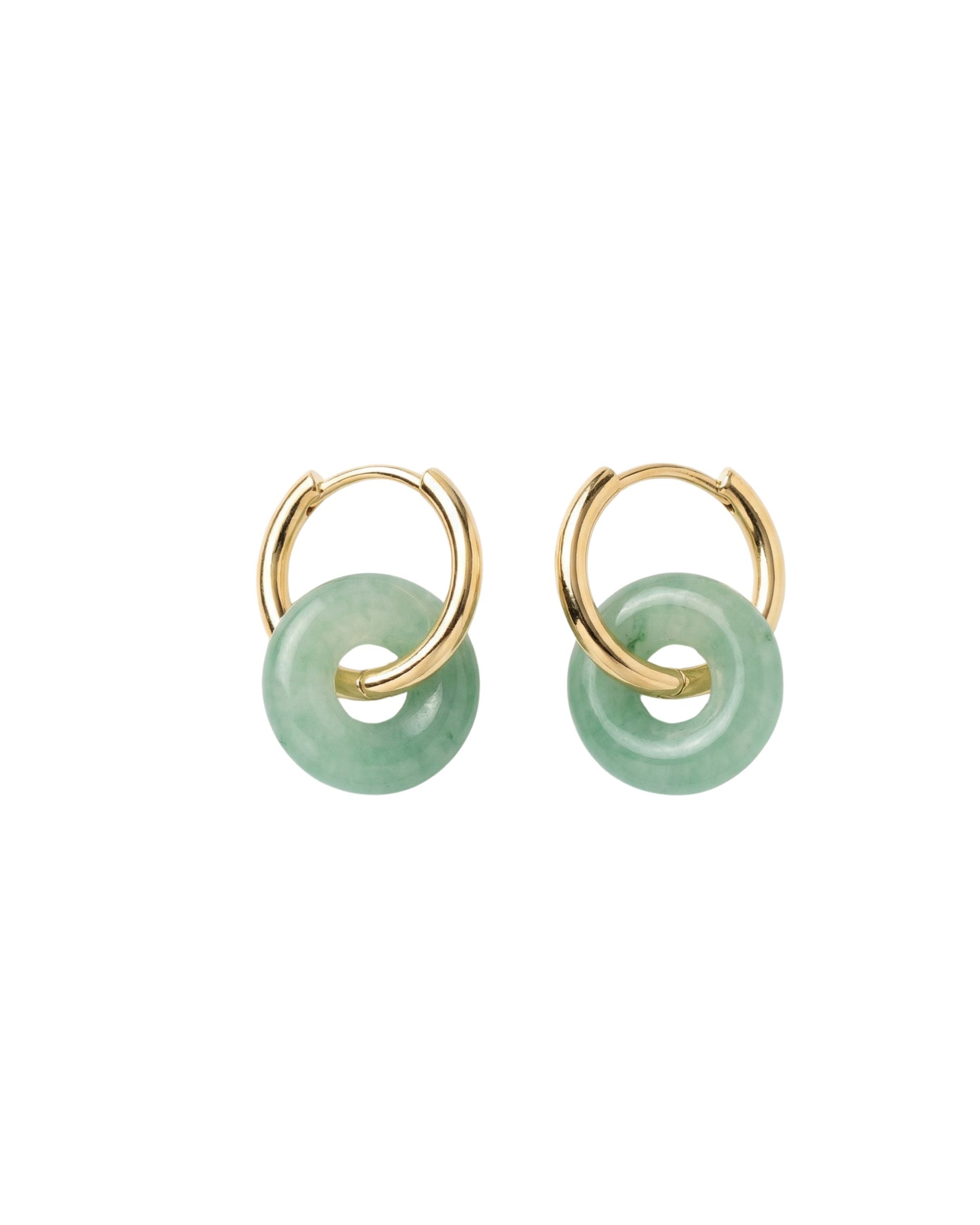 seree - Marlo — Green jade stone hoop earrings