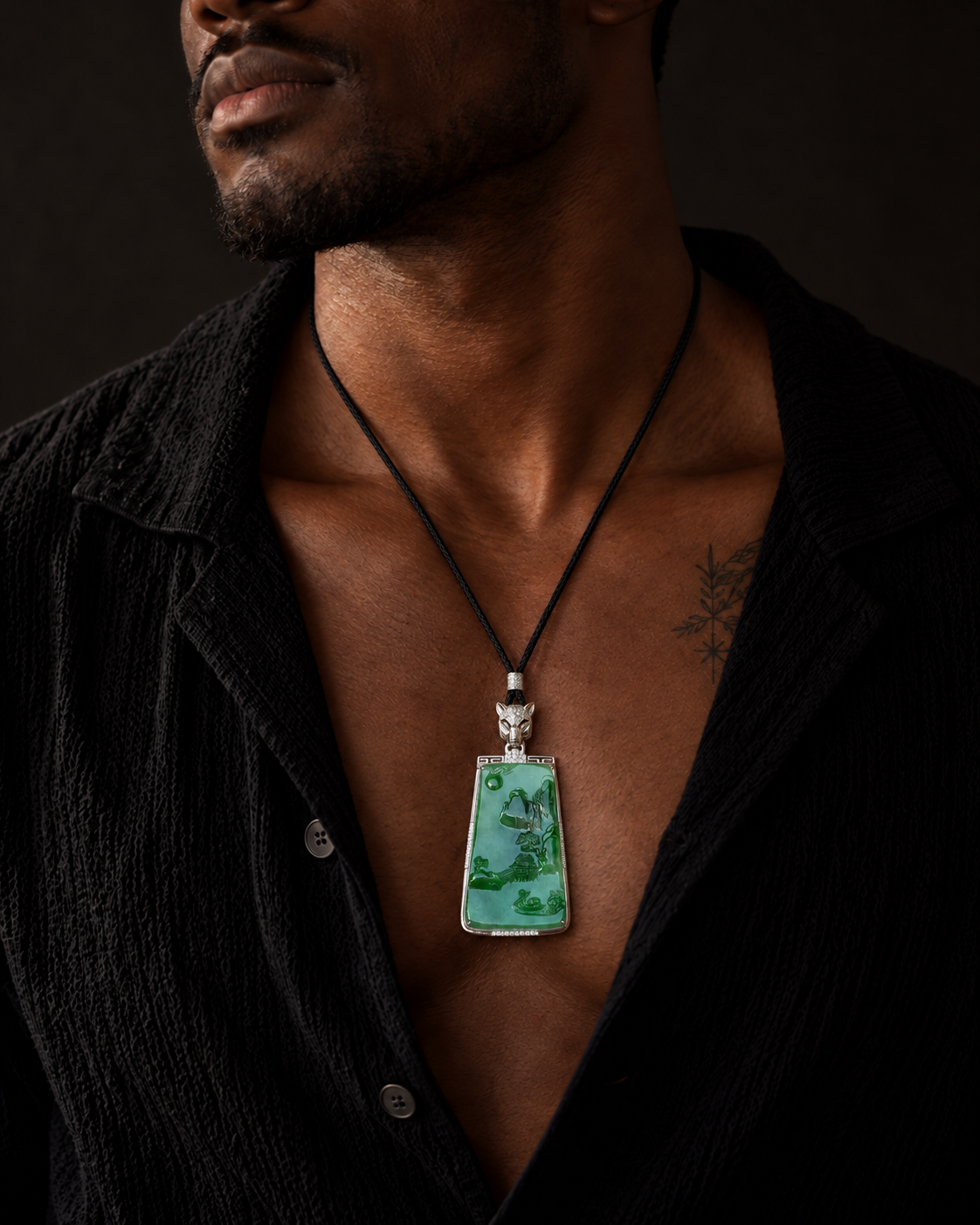 seree Mens Summit Jade Pendant Necklace e